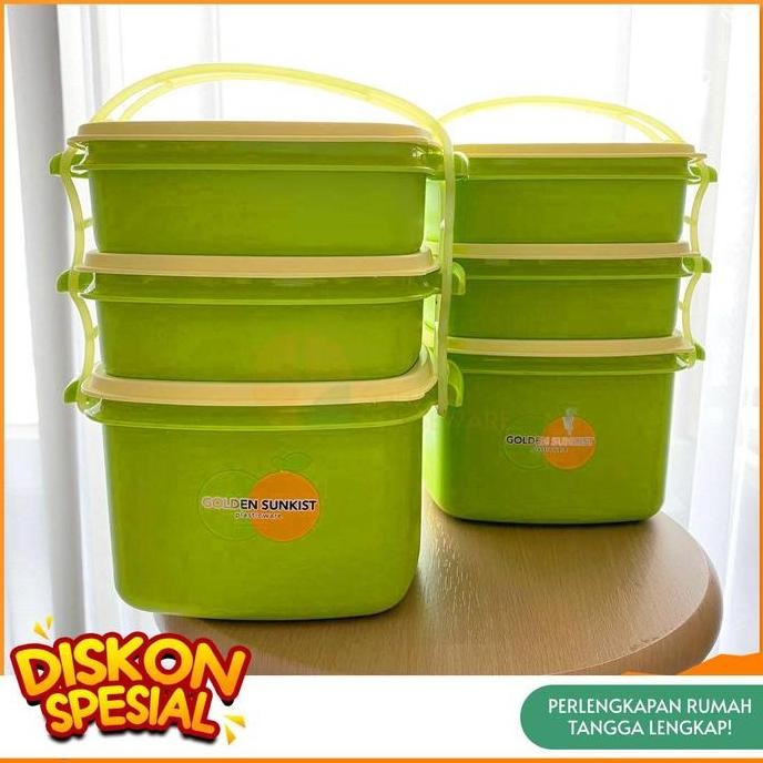 [Paling Popular] RPS 9007 BESAR Rantang Piknik Susun 3 / Rantang susun 3 Golden Sunkist RPS 9007