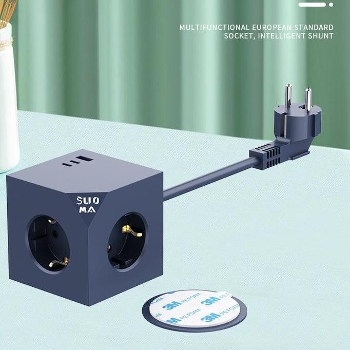 Stop Kontak Kubus Kreatif Colokan Listrik Multifungsi dengan Fast Charging Magnetic Desain Eropa sto