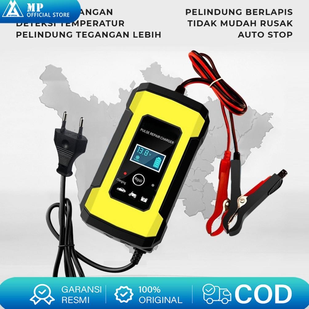 Uorris Charger Aki Motor Charger Aki Mobil Intelligent Battery Charger Aki Mobil 12V 6A  Charger Aki