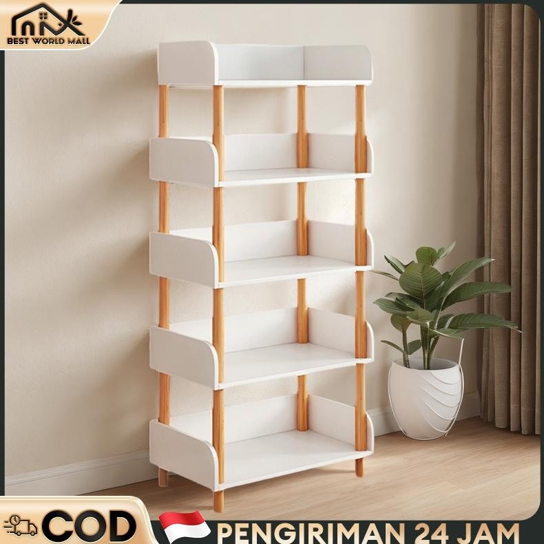 Rak Buku Minimalis 6 Tingkat Rak Makanan Ringan Lemari Buku Kayu Rak Buku Minimalis Kayu