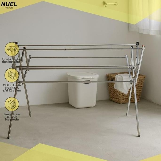 PROMO DISKON - NURL Jemuran Baju Stainless Kotak / Gantungan Pakaian Besi Kuat