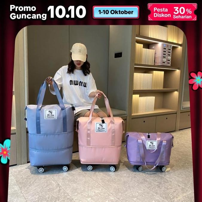 NEW - Tas Traveling Roda Bisa di Gembok Tas Duffel Jumbo-Tas Jinjing 3 Tingkat-Tas Travel Roda Water