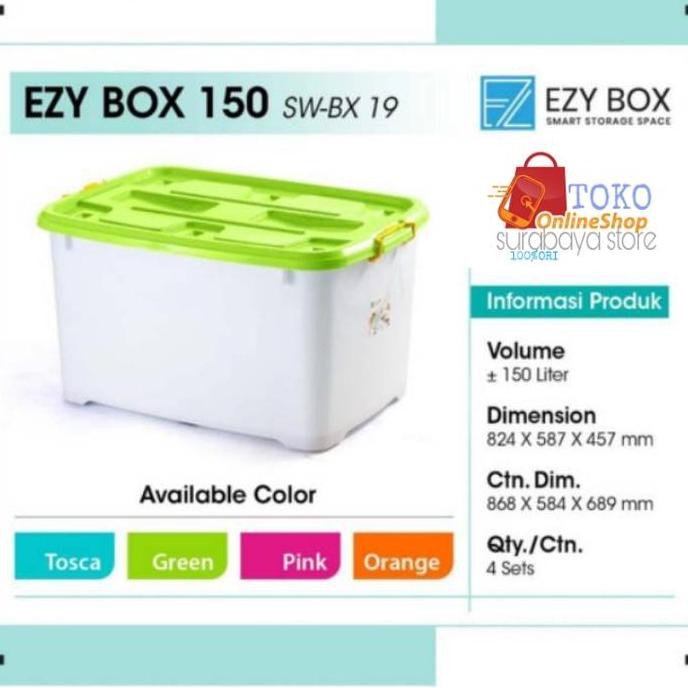 TERLARIS - EZ box container plastik super jumbo 150 liter smart storage box roda