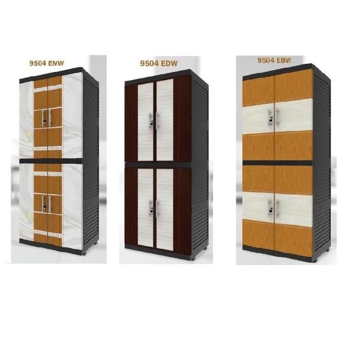 NEW - LEMARI PAKAIAN BAJU PLASTIK BOSTON NAIBA RAK 4 SUSUN NAIBA FIT 9504 EBONI TANPA CERMIN