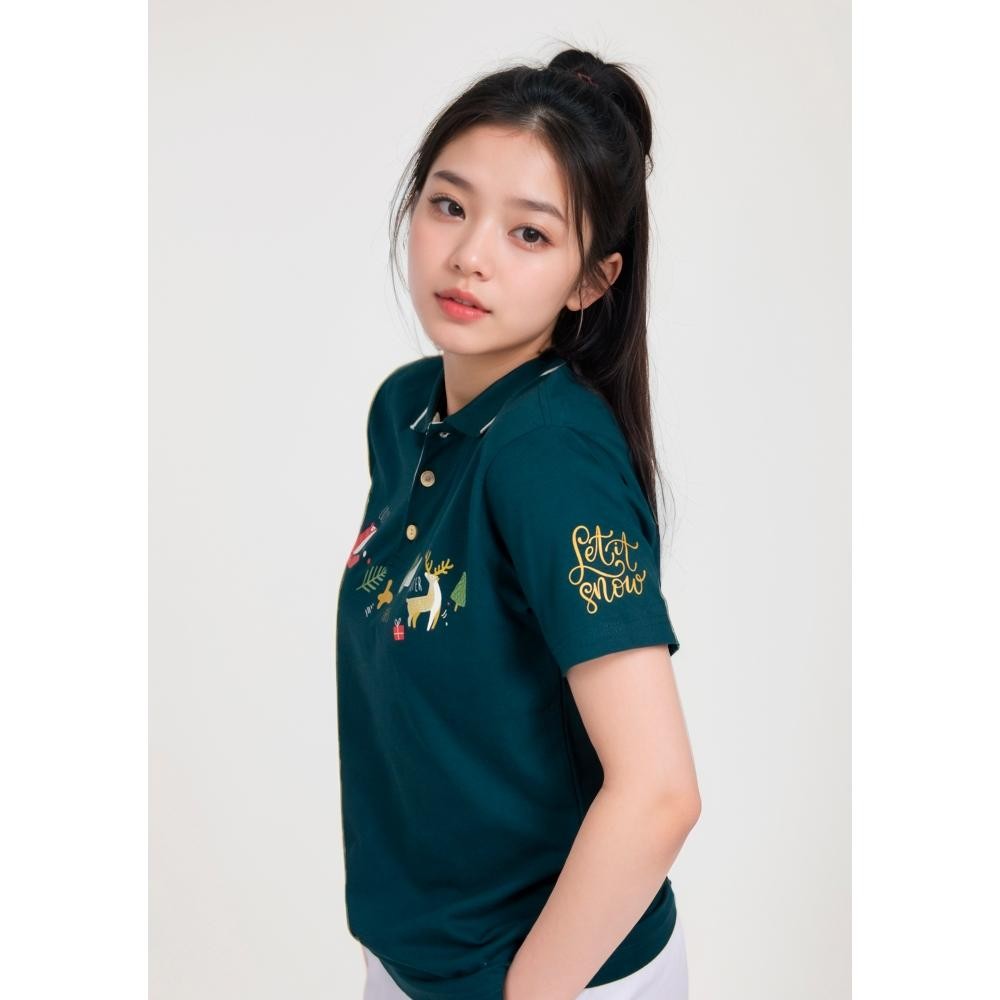 Kekinian - KAOS HANDESIGN KERAH NATAL HIJAU BOTOL COZY THIS WINTER / Code: SCCOZY1