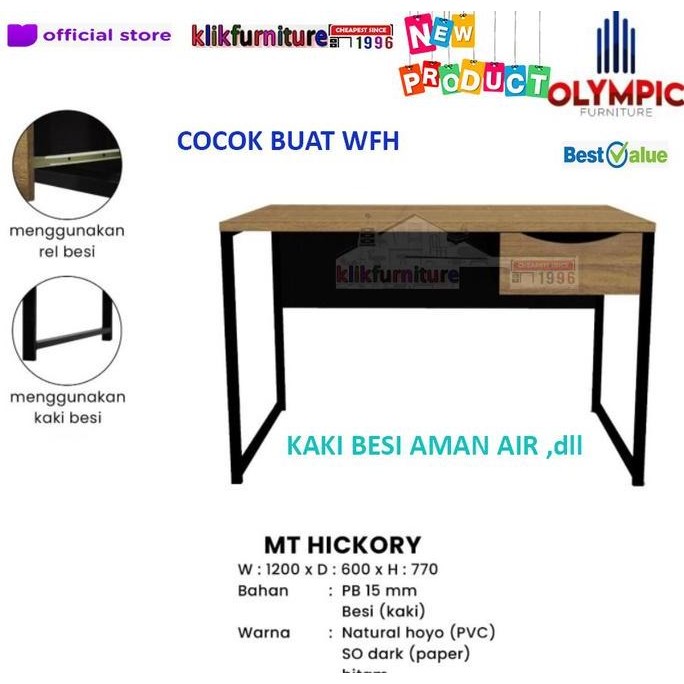 Meja Tulis Meja Kantor Kaki Besi MTS HICKORY Olympic