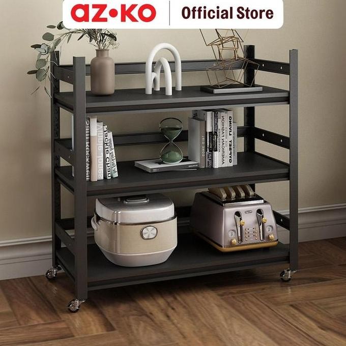 KRISBOW RAK BESI 3 TINGKAT DENGAN RODA - HITAM