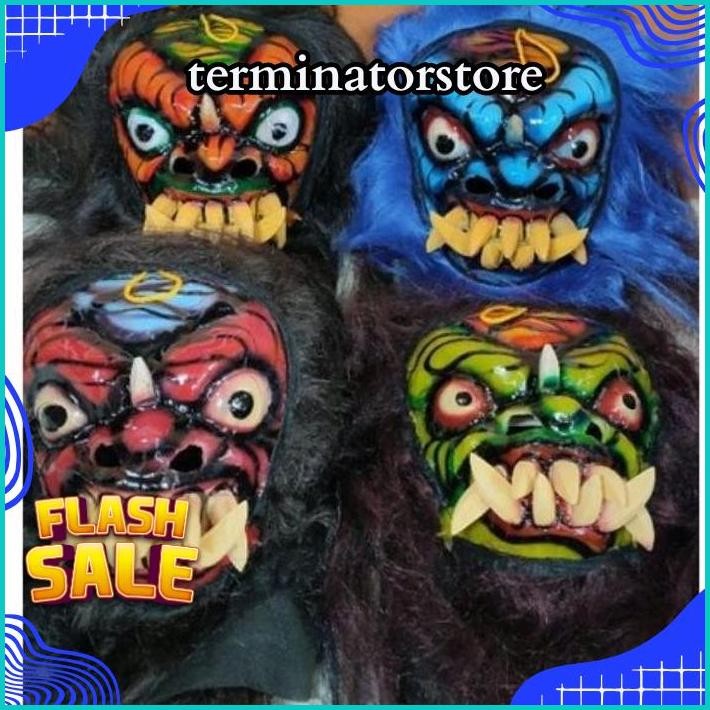 DISKOM Topeng Buto Gedruk Mainan Anak Seram Asli Kayu