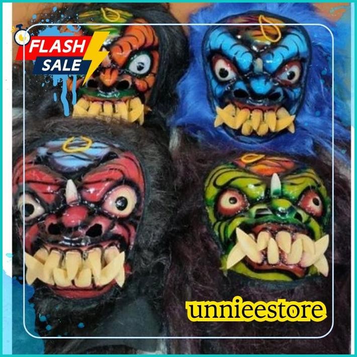 COD Topeng Buto Gedruk Mainan Anak Seram Asli Kayu