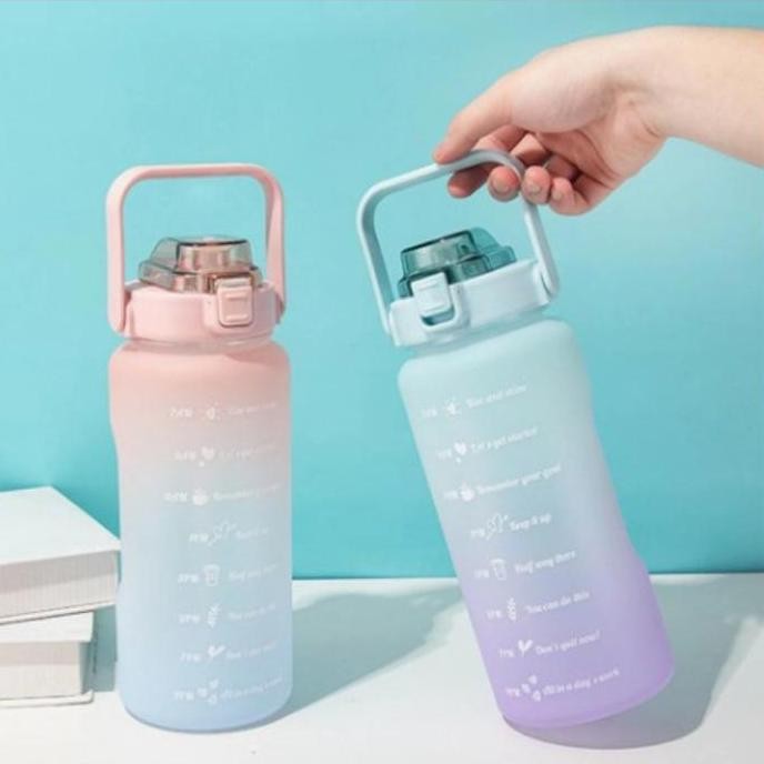 Botol Minum Tritan 2L Quifit Penanda Waktu Handle Botol Minum 2L