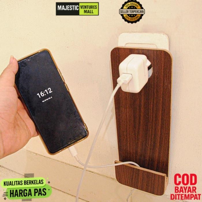 Diskon Rak Gantung Hp Charger Tembok Dinding Holder Phone Bahan Kayu Mdf - Cr028 Berkualitas