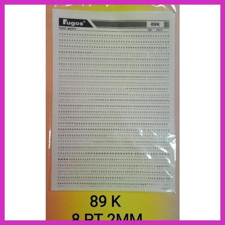 (SEKOLAH) RUGOS HURUF ANGKA 89 K 8 PT 2 MM PACKING AMAN