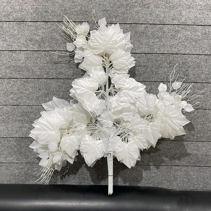 Daun Artificial Plastik Anggur Tangkai Putih Hiasan Pajangan Dekorasi Taman Ruangan Rumah Cafe Hotel