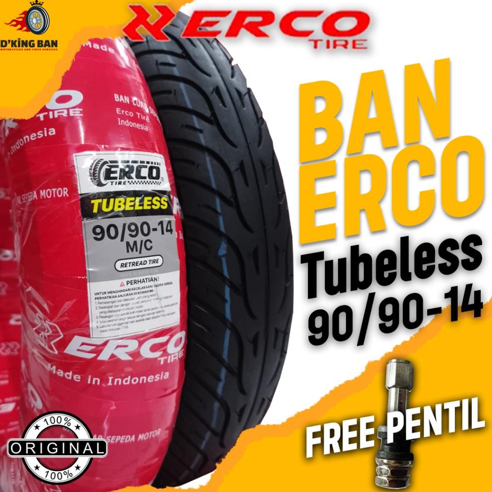 Ban Motor Matic ERCO Ukuran 90/90-14 Tubeless Ring 14