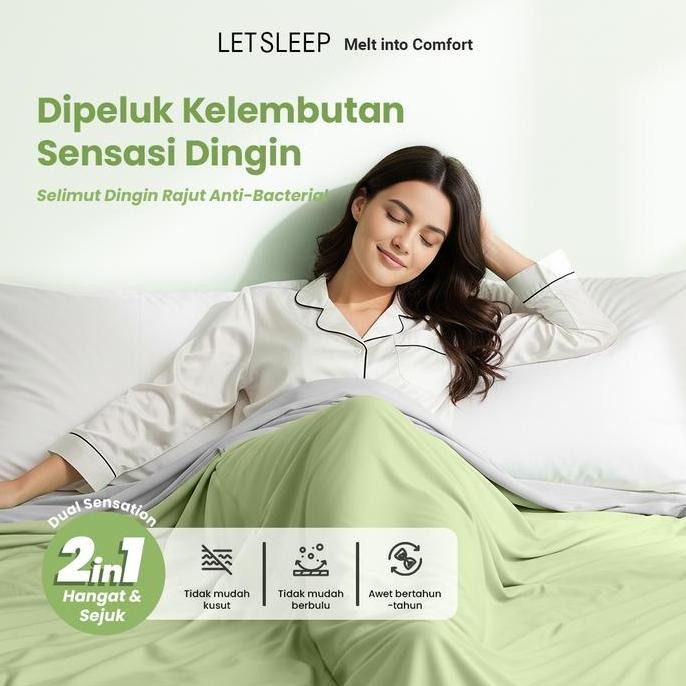 [PROMO 9.9] LETSLEEP Lime Green Soft Cooling Blanket AirySilk | Selimut Adem Anti Gerah Nyaman Untuk