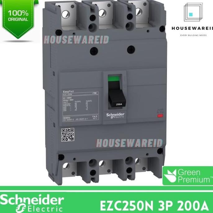 Promo MCCB 3p 200a Schneider EZC250N3200 Original / Breaker MCCB 3 Phase 200 Ampere Schneider EZC250