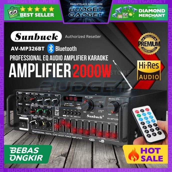 Sunbuck Bluetooth Amplifier Eq Karaoke Fm 2000W - Av-326Bt