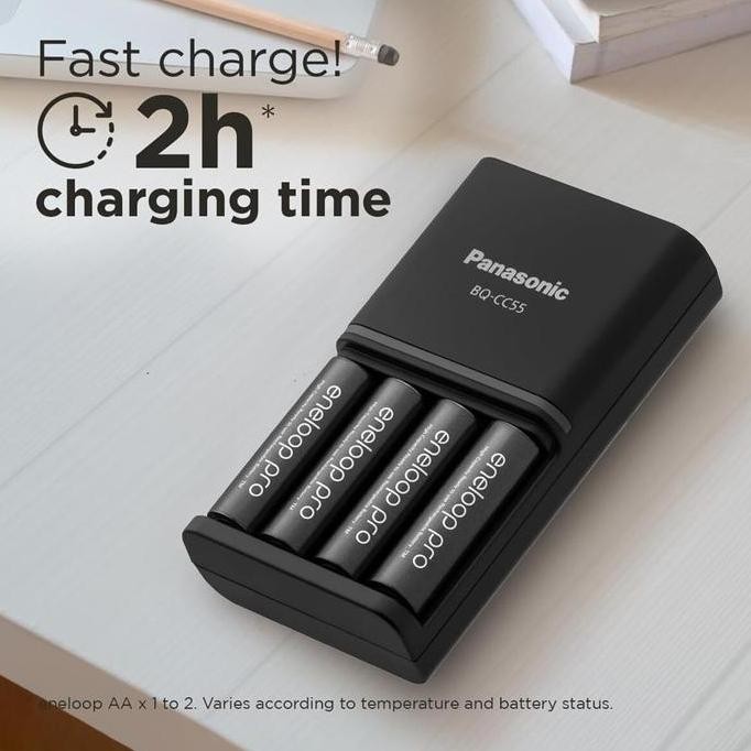 Panasonic Eneloop Pro Bq-Cc55 Smart & Quick Charger Aa 4 Pcs