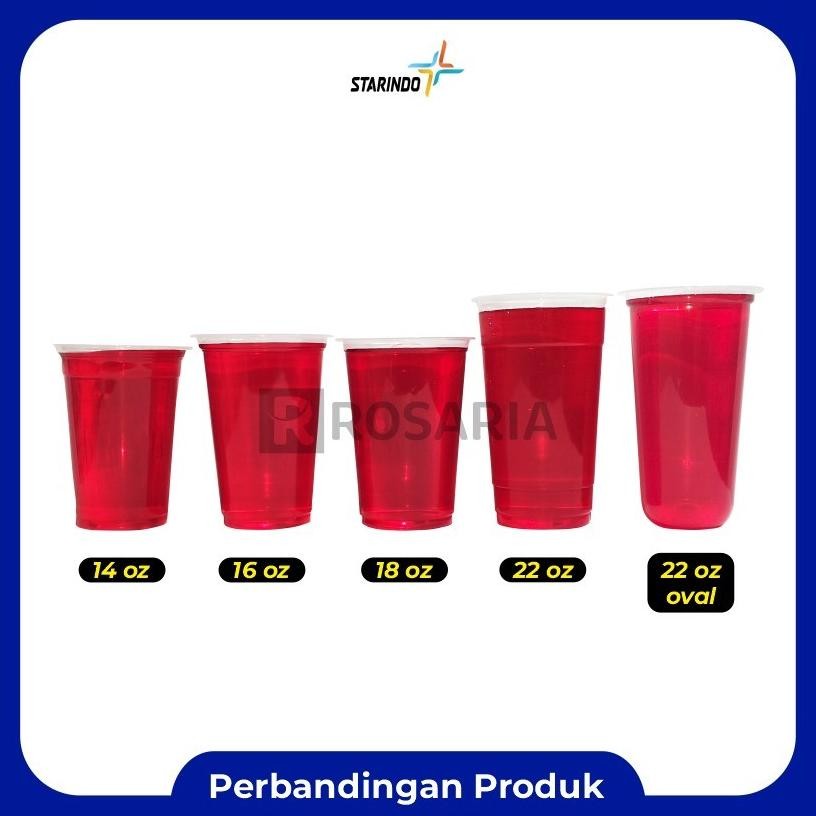 Cup Polos Datar 16 Oz Starindo 5 Gr Plastik Bening Gelas Minuman Stock