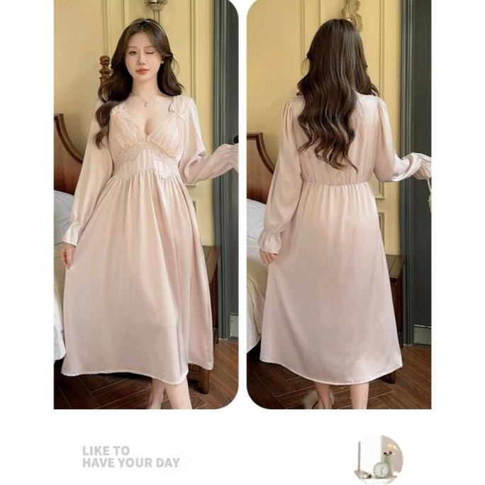 PROMO DISKON - Lingerie baju tidur satin panjang sexy anggun cantik
