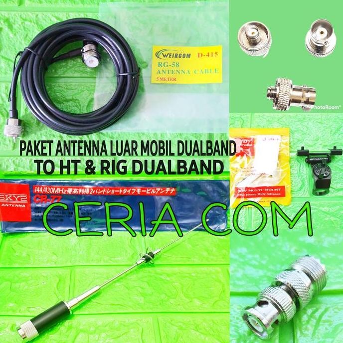 PROMO DISKON - PAKET ANTENNA MOBIL TO RADIO RIG HT DUALBAND CR77 ANTENA LUAR HT MOBIL