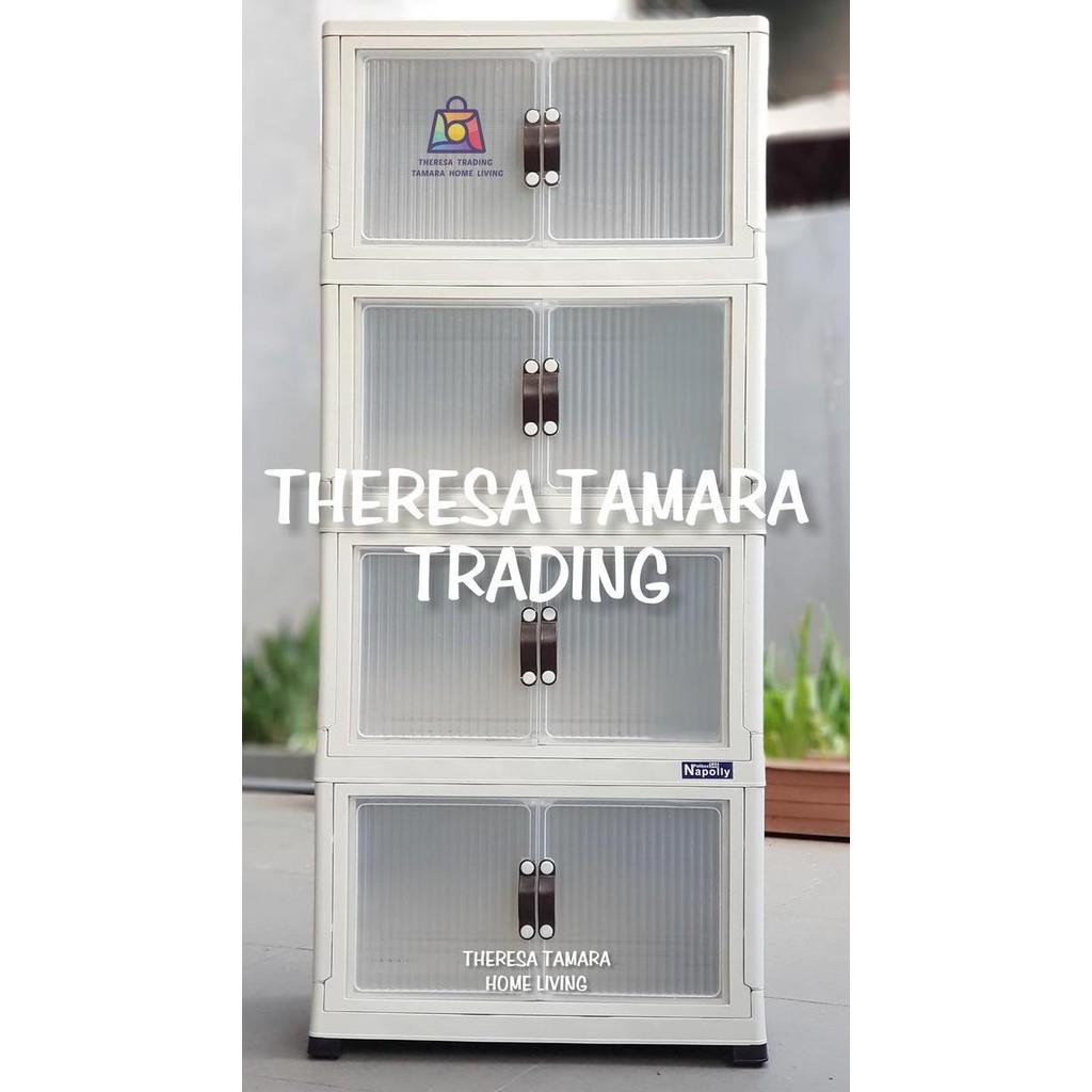 LEMARI PLASTIK NAPOLLY POLIBOX 446 SUSUN 4 - 8 PINTU MAGNETIK + RODA