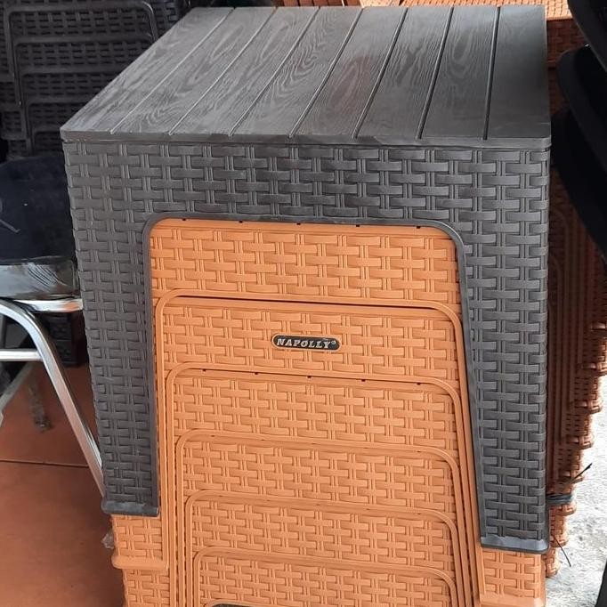 kursi plastik napolly sandaran tangan anyam