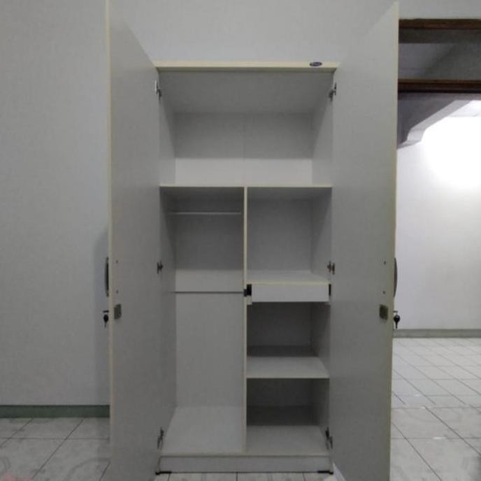 Lemari Baju 2 Pintu Putih Kaca Cermin Lemari Pakaian Olympic Gstar