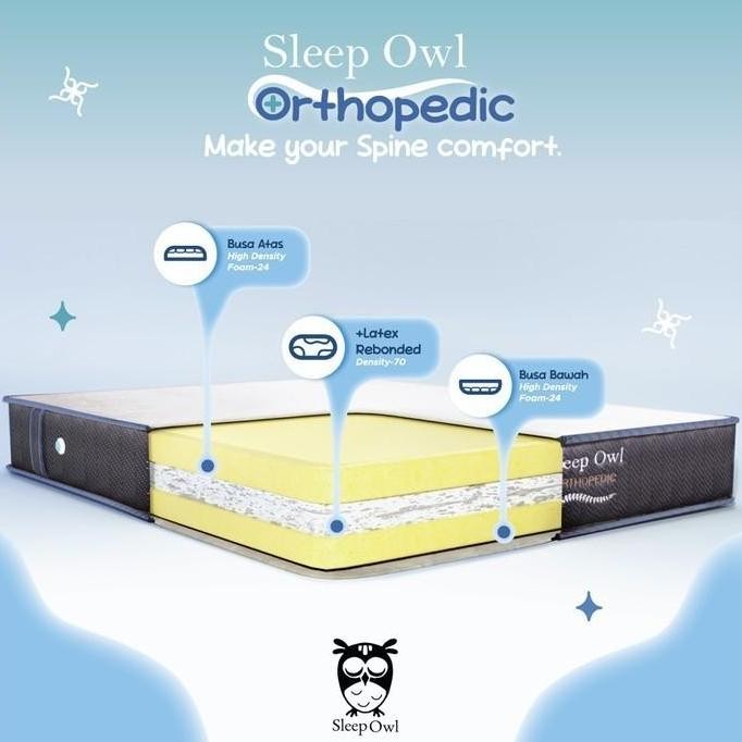 SLEEP OWL ORTHOPEDIC Kasur Busa Rebonded Latex 120 x 200 Fullset