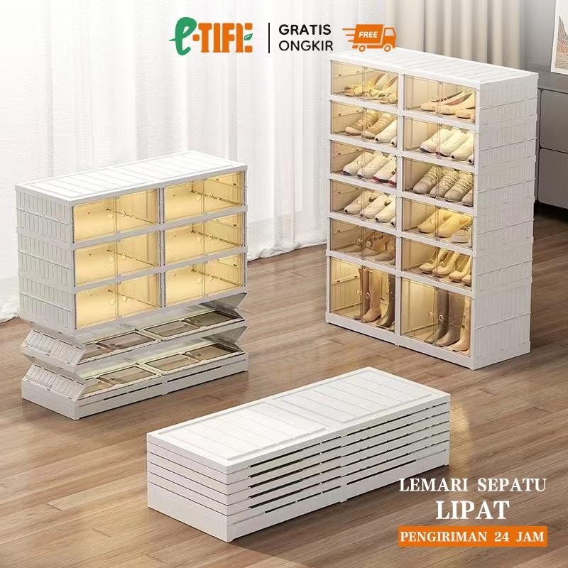 Kotak Sepatu Lipat Rak Sepatu Susun Lemari Sepatu Rak Sepatu Lipat Transparan Plastik