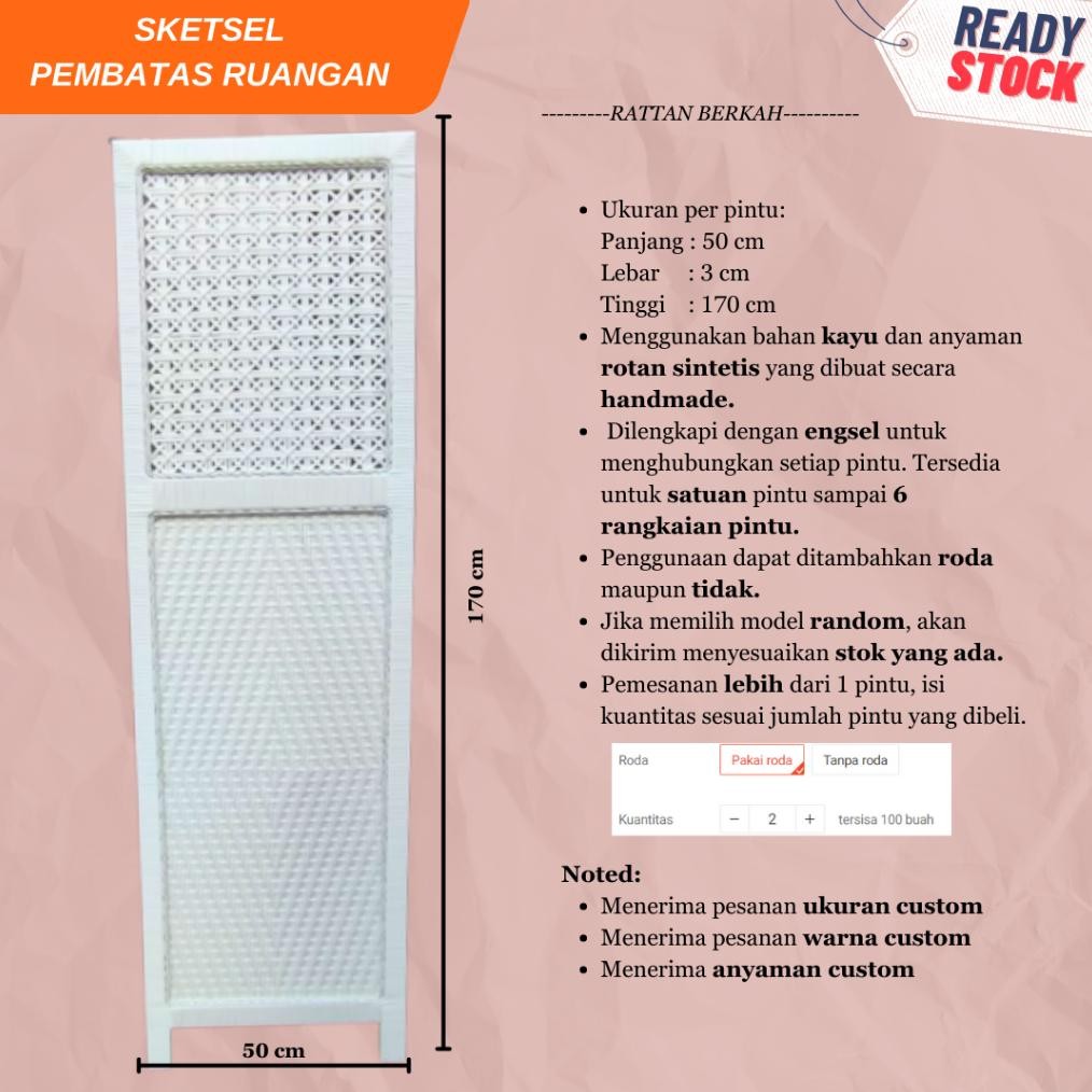 (READY STOCK) Sketsel Rotan | PEMBATAS RUANGAN | FREE kaki penyanggah