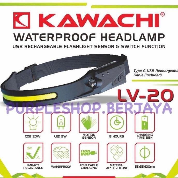 HARGA DISC - Kawachi Senter Kepala COB LED 20Watt dan 5Watt senter samping WATERPROOF LV 20