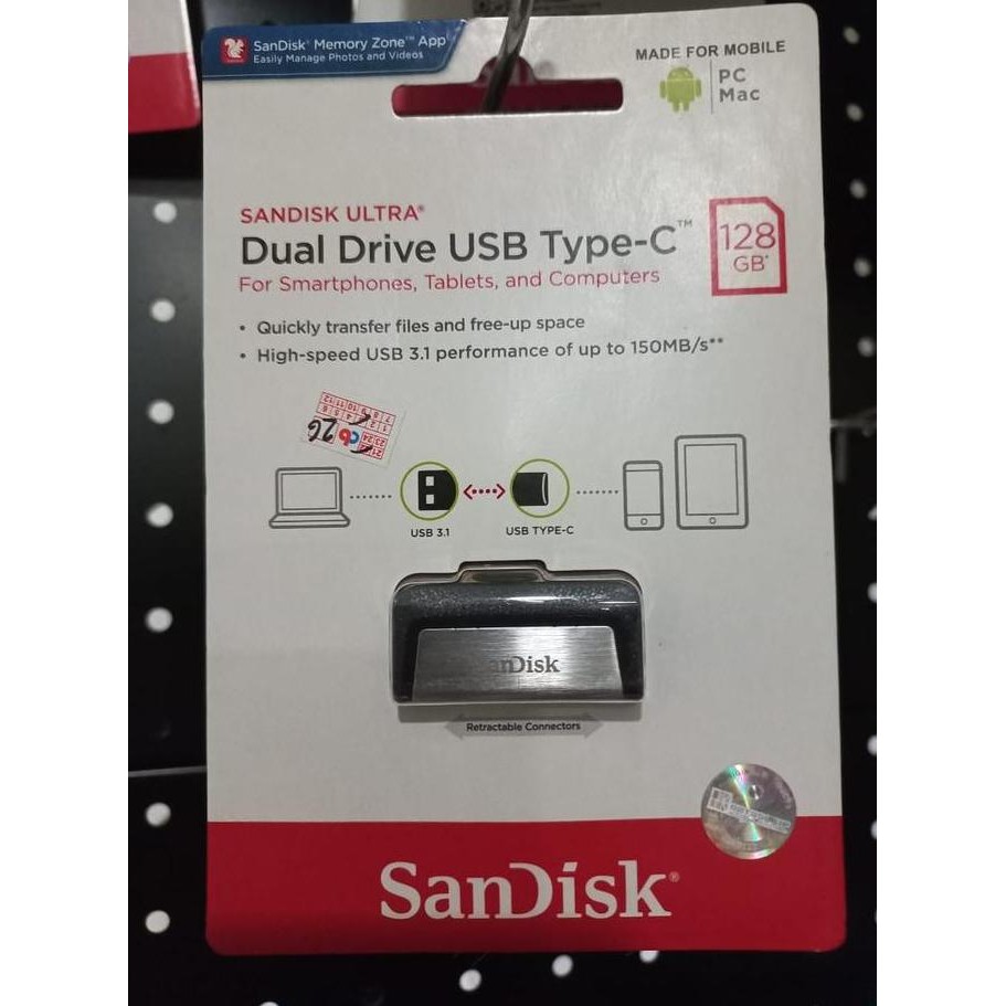 DT83 >> FLASHDISC USB TYPE C 128GB SANDISK FLASHDISK 128 GB TIPE GEDE ORIGINAL