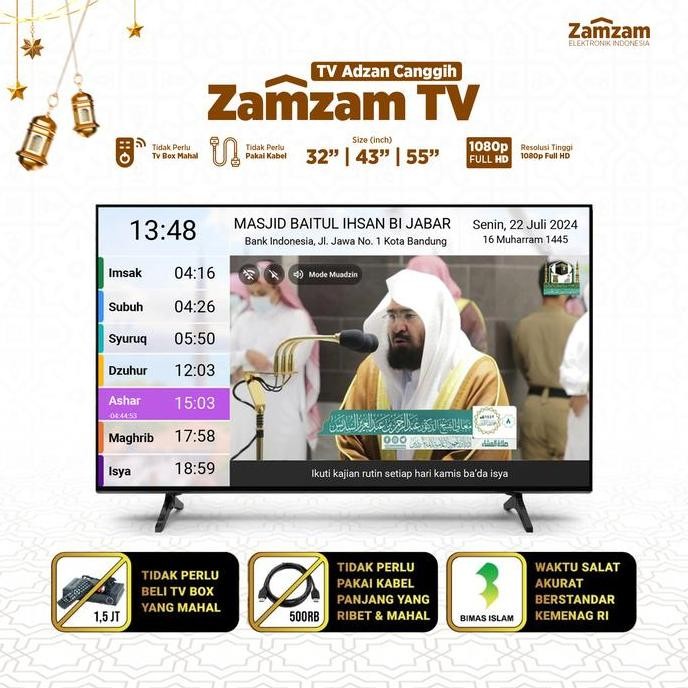 Lisensi Zamzam TV - TV Azan Masjid - Jam Masjid Pengingat Waktu Salat