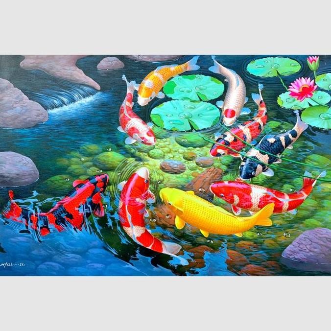 Lukisan Ikan Koi Berkualitas + bingkai