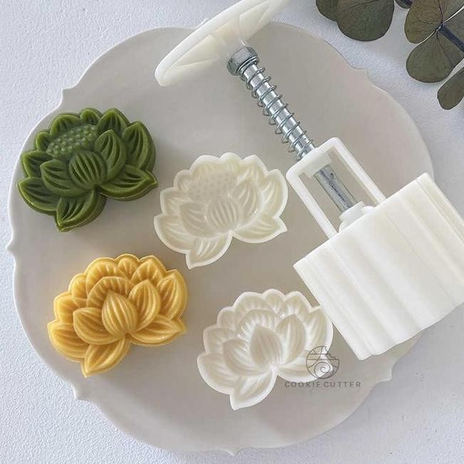 CETAKAN NASTAR KUE BULAN MOONCAKE CETAKAN KUE KERING BENTUK BUNGA TERATAI MOONCAKE PRESS MOLD LOTUST