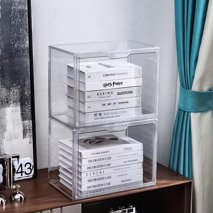 Books Meja Container Box Organiser Acrylic Transparent
