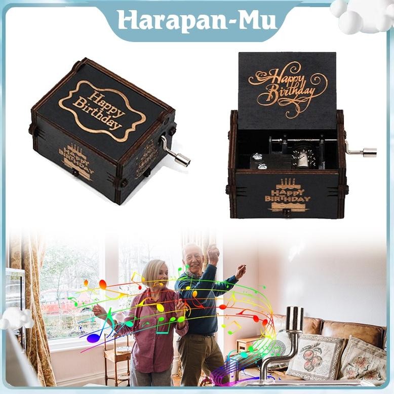 UGNDA Kotak Musik Kayu Vintage Putar Tangan Kotak Musik Putar Wooden Music Box Kotak Musik Otomatis