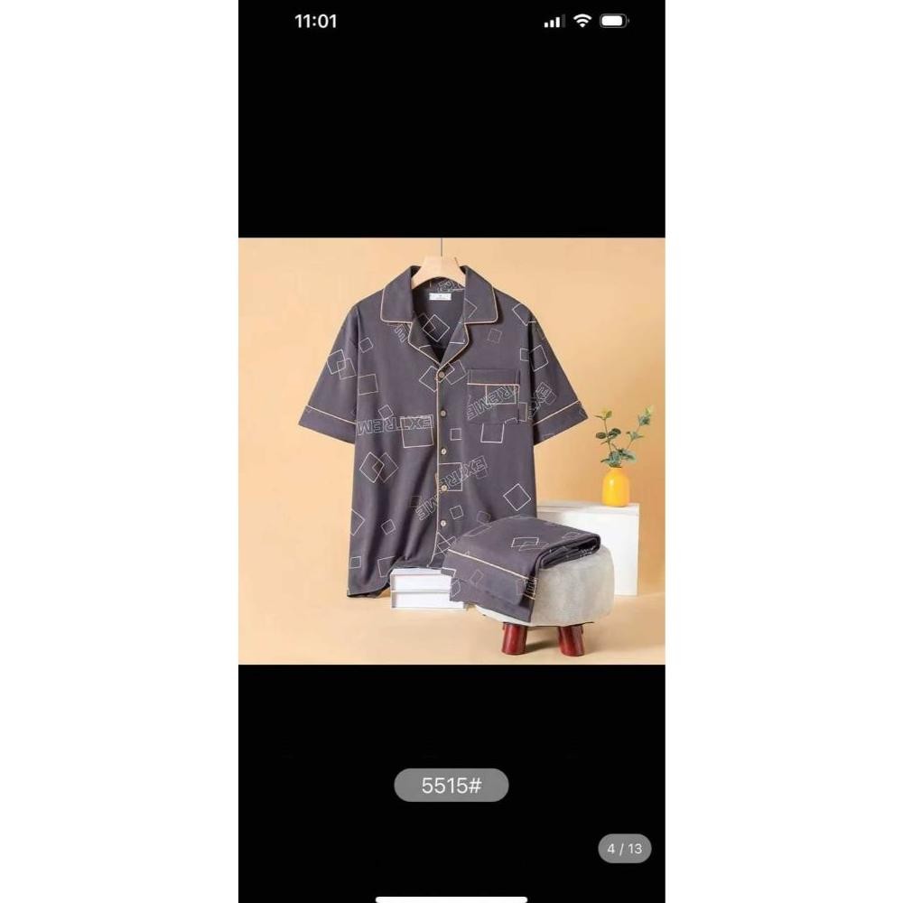 Pajamas Cowok Dewasa Import Piyama Pria Remaja Set Celana Panjang Pajamas Laki Laki Katun Big