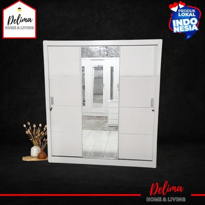 Promo Lemari pakaian List T 3pt P180cm sliding hpl jumbo/lemari duco/lemari baju/ Nota invoice COD