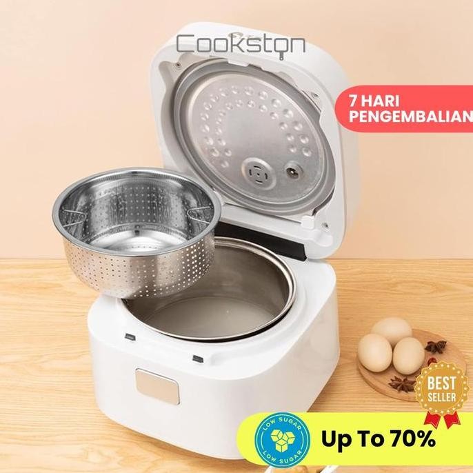 COOKSTON Rice Cooker Low Carbo - Low Sugar 5L Aesthetic Stainless 304