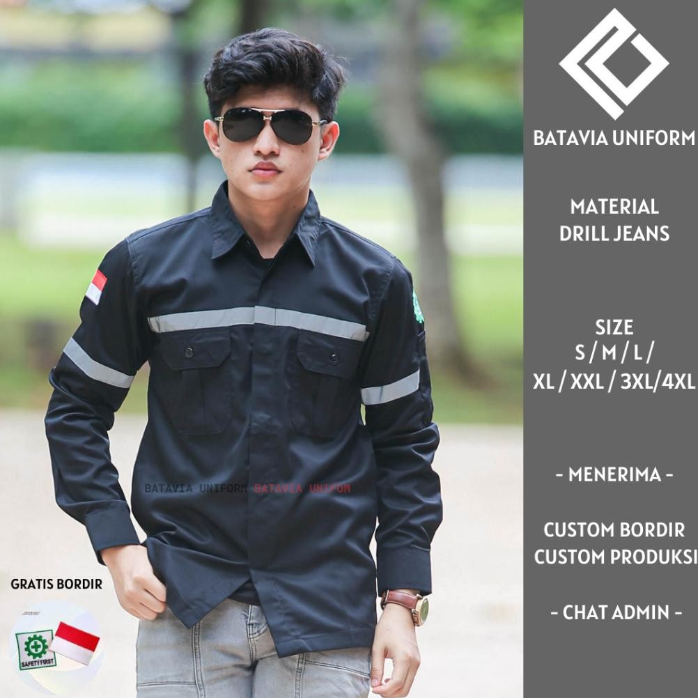 Baju Kemeja Wearpack Safety K3 Lengan Panjang Werpack Seragam Kerja Proyek Tambang Lapangan Lengan P