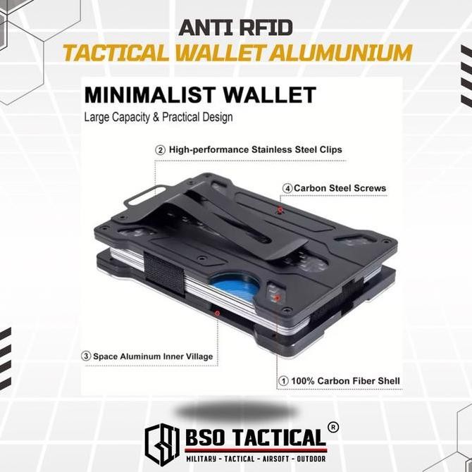 Tactical Magic Wallet Anti Rfid Alumunium Card Holder Carbon With Clip Dompet Kartu
