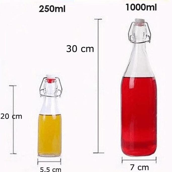Botol Beling Kaca Tutup Kait Swing Lid Kedap Udara 1 Liter 250 ml