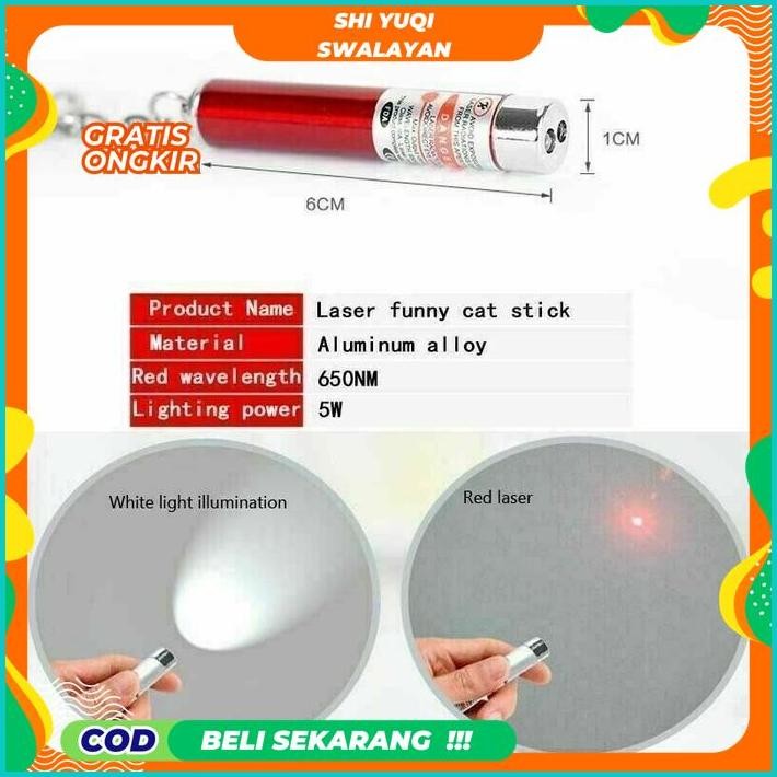 GANTUNGAN KUNCI RED LASER POINTER TUNJUK SENTER LAMPU MINI 2IN1 2 IN 1 RED DOT MAINAN ANAK KUCING AN