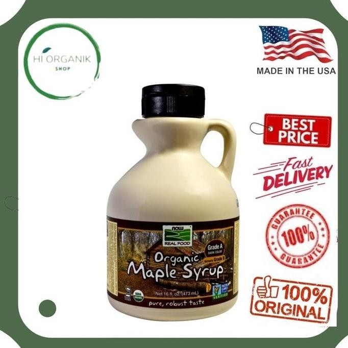 Now Foods, Organic Organik Maple Syrup Grade B / Grade A Dark Color Original