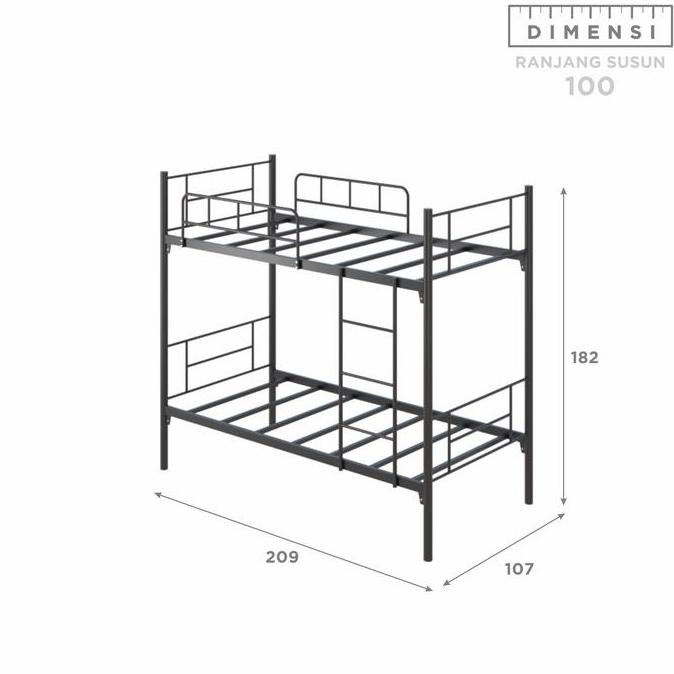 SHUMO Ranjang Tingkat Besi Kasur 100 / 100 | Bunk Bed Minimalis Susun
