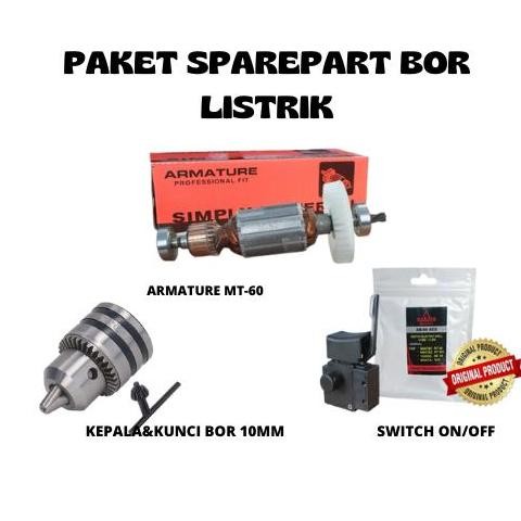 PAPPITSON - BISA COD [PAKET 3 ITEM] ARMATURE ANGKER MESIN BOR SWITCH MESIN BOR KEPALA BOR LISTRIK SP