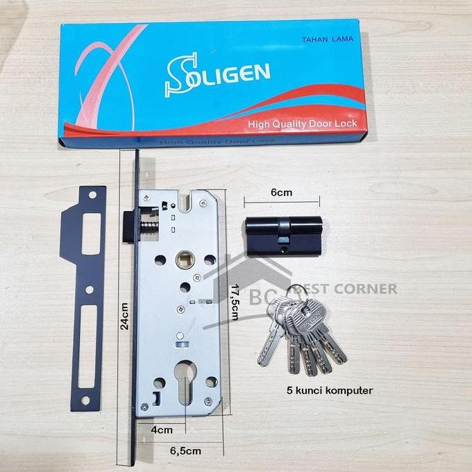 Mortise Lock / Body Kunci Pintu Swing / Body Lidah Soligen 40mm Black