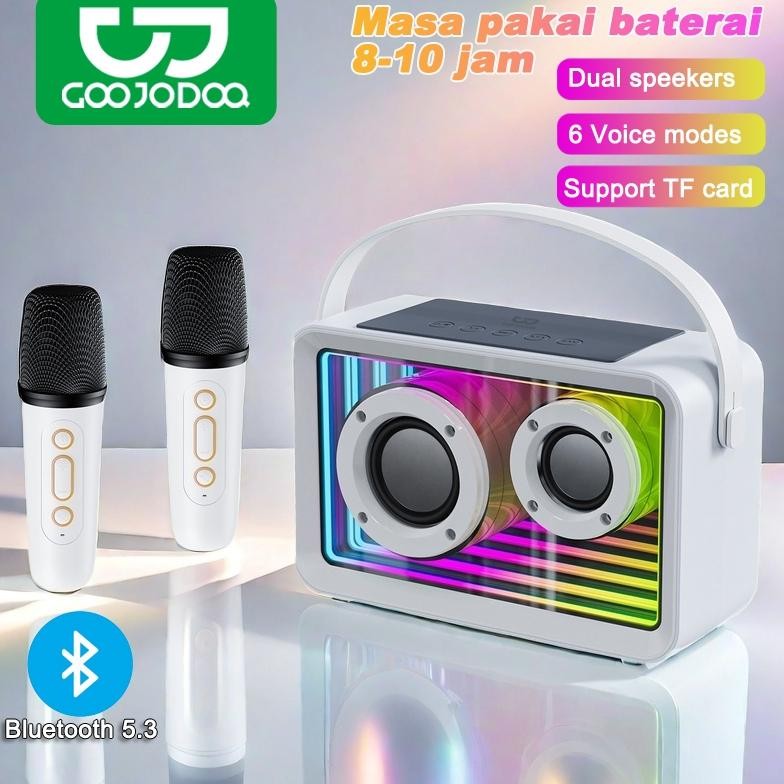 IDEALE- Goojodoq AB4082 speaker bluetooth 2Mic 1 set karaoke speaker ktv Cute Wireless Lucu Portabel